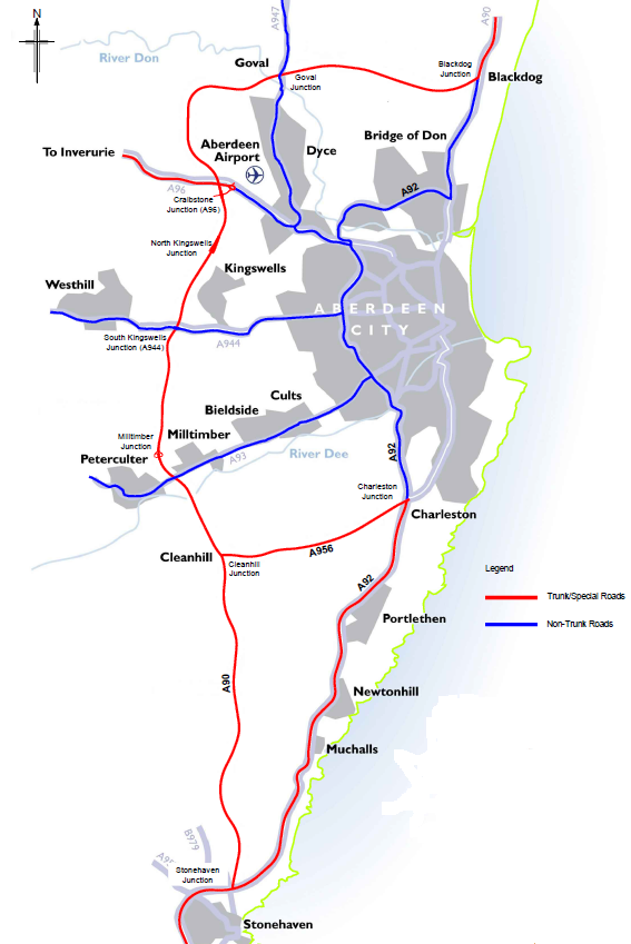 AWPR - sections of A90, A92 and A96 to be de-trunked | Transport Scotland