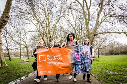 Pictured from left are Emily Thornberry MP, Cllr Una O'Halloran and Cllr Kaya Comer-Schwartz leading the Islington Together Women's Walk through Highbury Fields