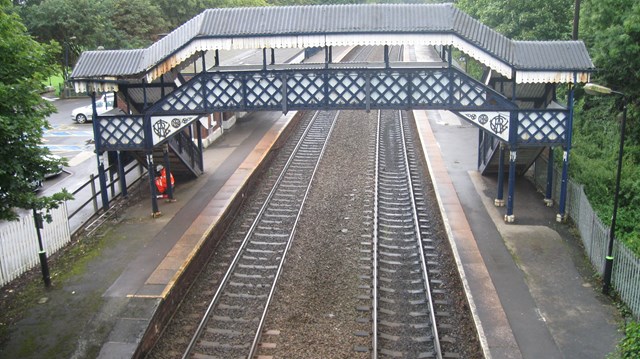 ‘HORNBY’ STATION FOOTBRIDGE RESTORED: Hagley station footbridge before restoration