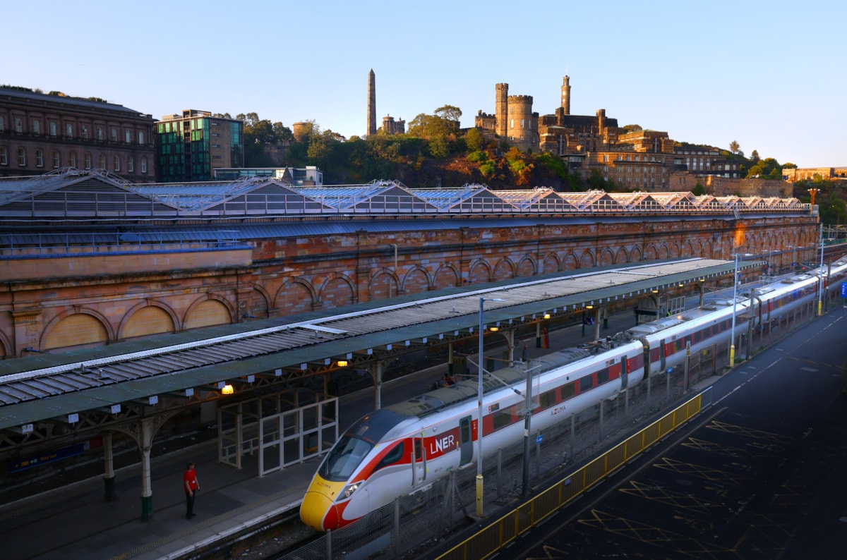 An LNER Azuma at Edinburgh Waverley station, LNER