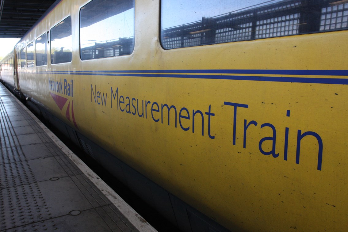The New Measurement Train at St Pancras: The New Measurement Train at St Pancras - a converted mark 3 coach