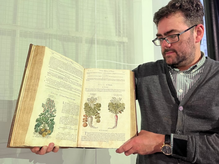 Unearthed at Leeds Central Library: On display as part of the free exhibition is a fascinating collection of beautifully illustrated manuals, compiled by some of history’s most esteemed horticulturalists.

Between their antique covers can be found centuries of accumulated wisdom about the best ways to grow fabulous fruit and vibrant veg as well as colourful flowers and fragrant herb patches.

Among the treasured tomes on display, pictured here with Antony Ramm, is a copy of The Herball or Generall Historie of Plantes, written by famed Elizabethan herbalist John Gerard.