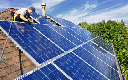 Solar panels being fitted