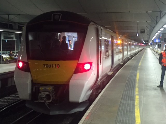 Class 700 train at Blackfriars station: The Class 700 test train at Blackfriars station.