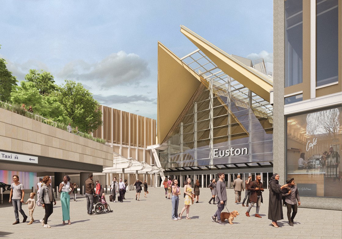 HS2 Euston station design update November 2022 - Northern entrance: Proposed HS2 Euston station and taxi rank entrance on North Square
Tags: Design, Euston, London, Station