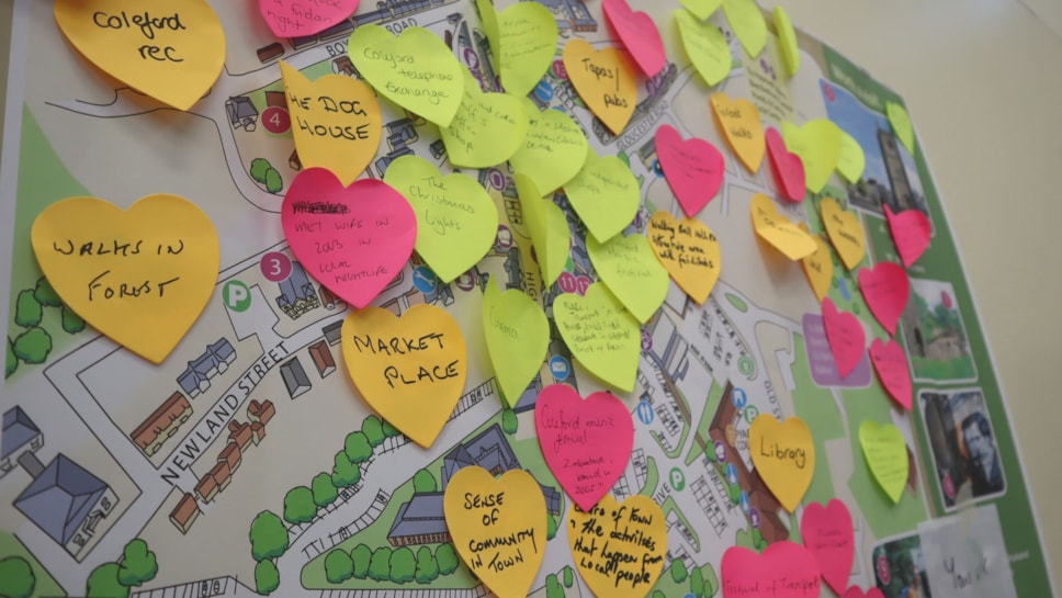 Coleford Climate Citizen Visioning map with hearts