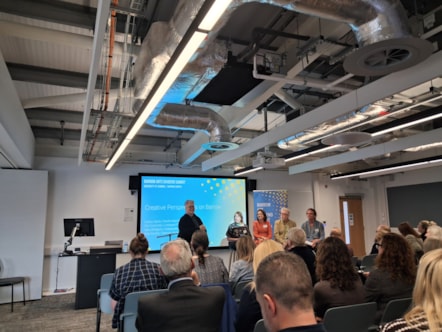 The university’s Claire Aindow (left) hosted a Q&A session at the summit