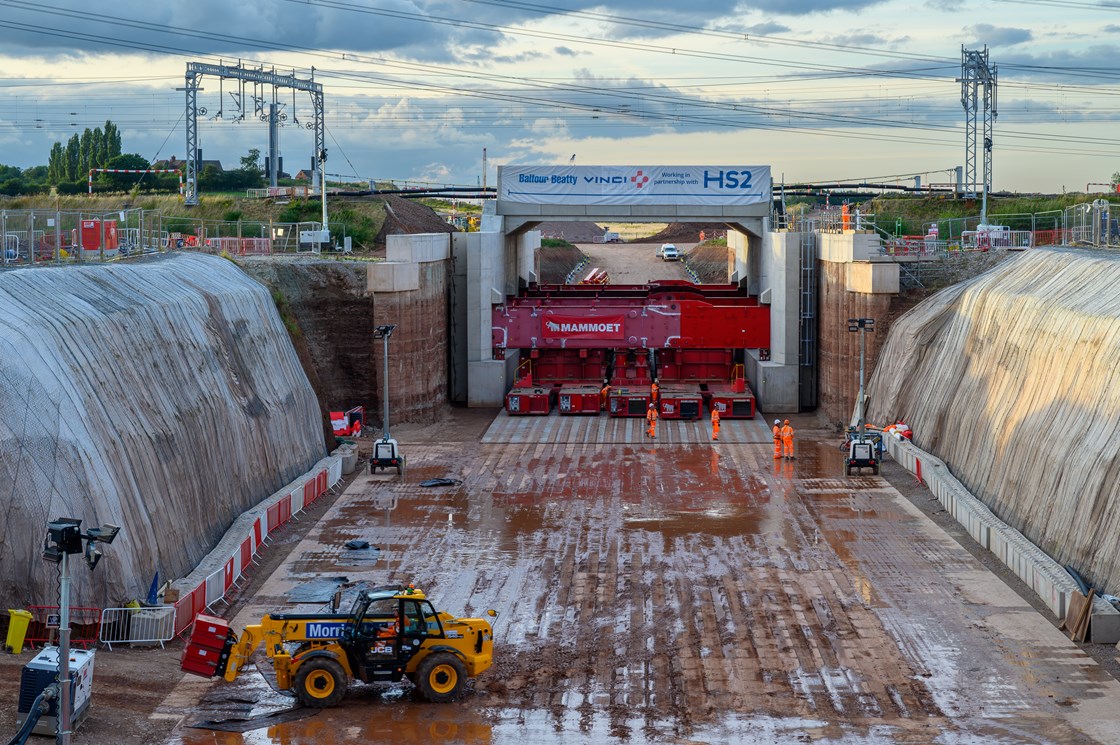 The 6,200 tonne Fulfen Wood overbridge moved under the West Coast Main Line