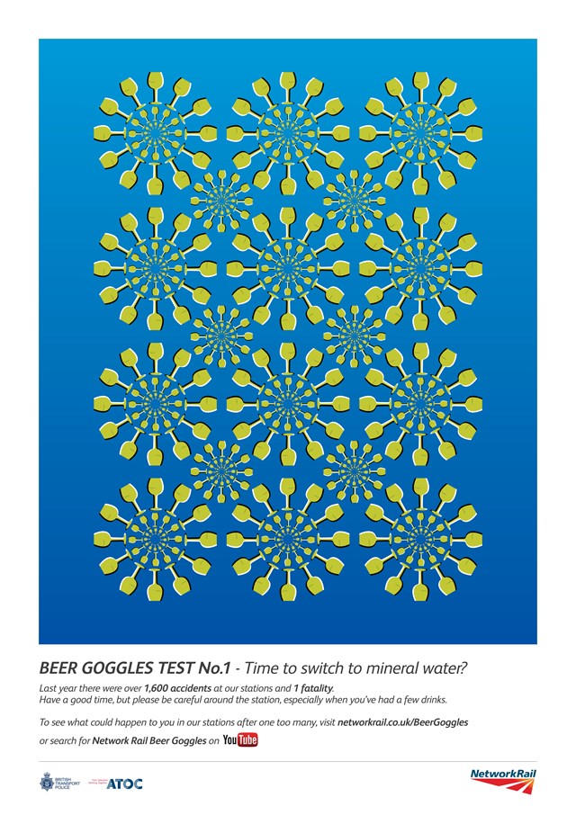 Station safety campaign poster - beer goggles 1
