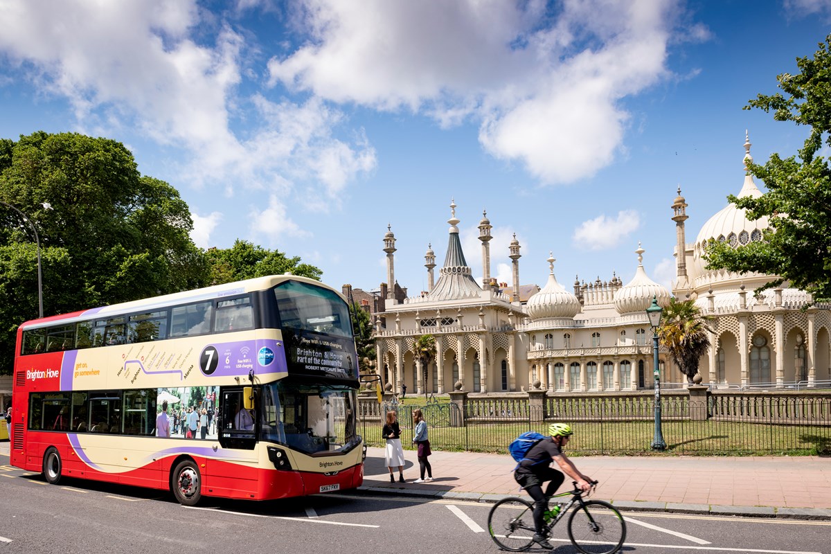 Brighton & Hove bus outside the Royal Pavilion