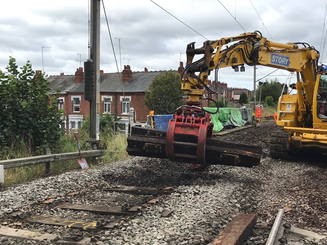 Albany Road railway bridge (Coventry) old rail and sleepers removed