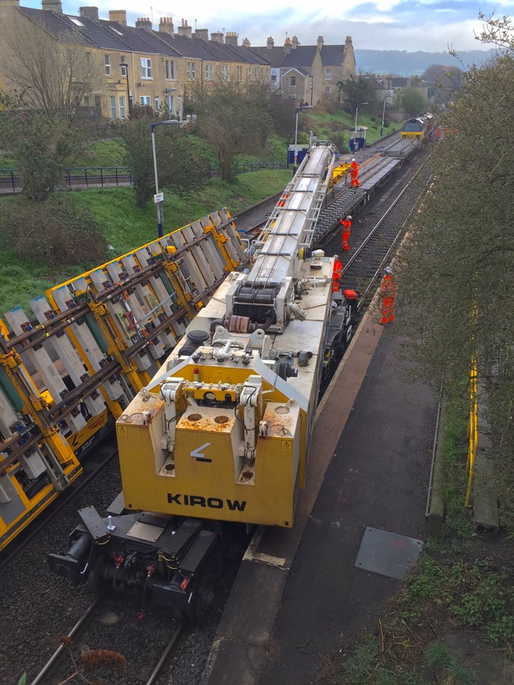 Lifting tracks into place at Oldfield Park