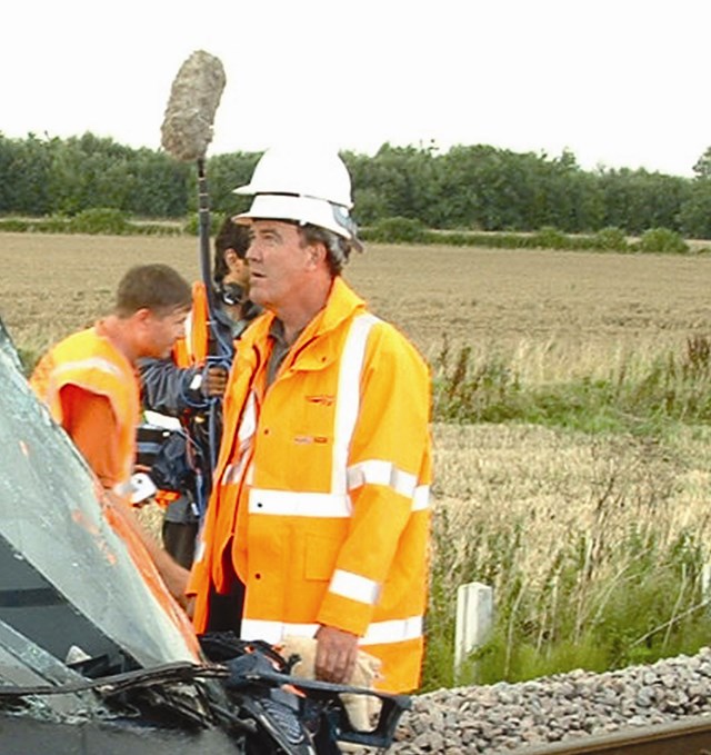 Top Gear - the aftermath: the shock on Jeremy Clarkson's face when he see what has happened to the car