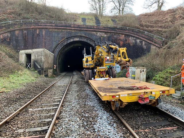 Railway reopens thanks to the help of Ivy and Holly the robots: Whiteball Tunnel