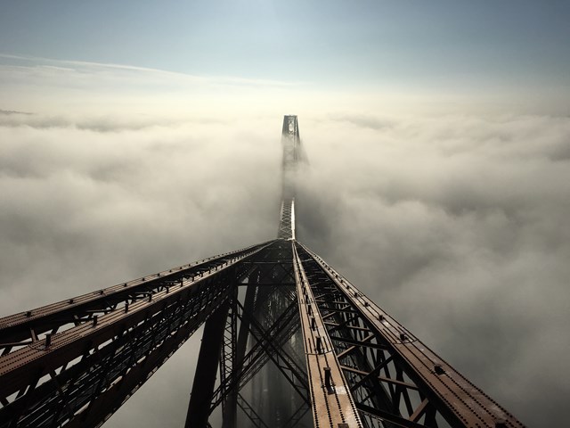 PICTURES: Newest world heritage site bathed in fog and sun – Forth Bridge: Forth Bridge in fog (2)