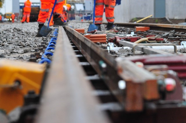 Work ongoing as part of the upgrade to the line at Bromsgrove