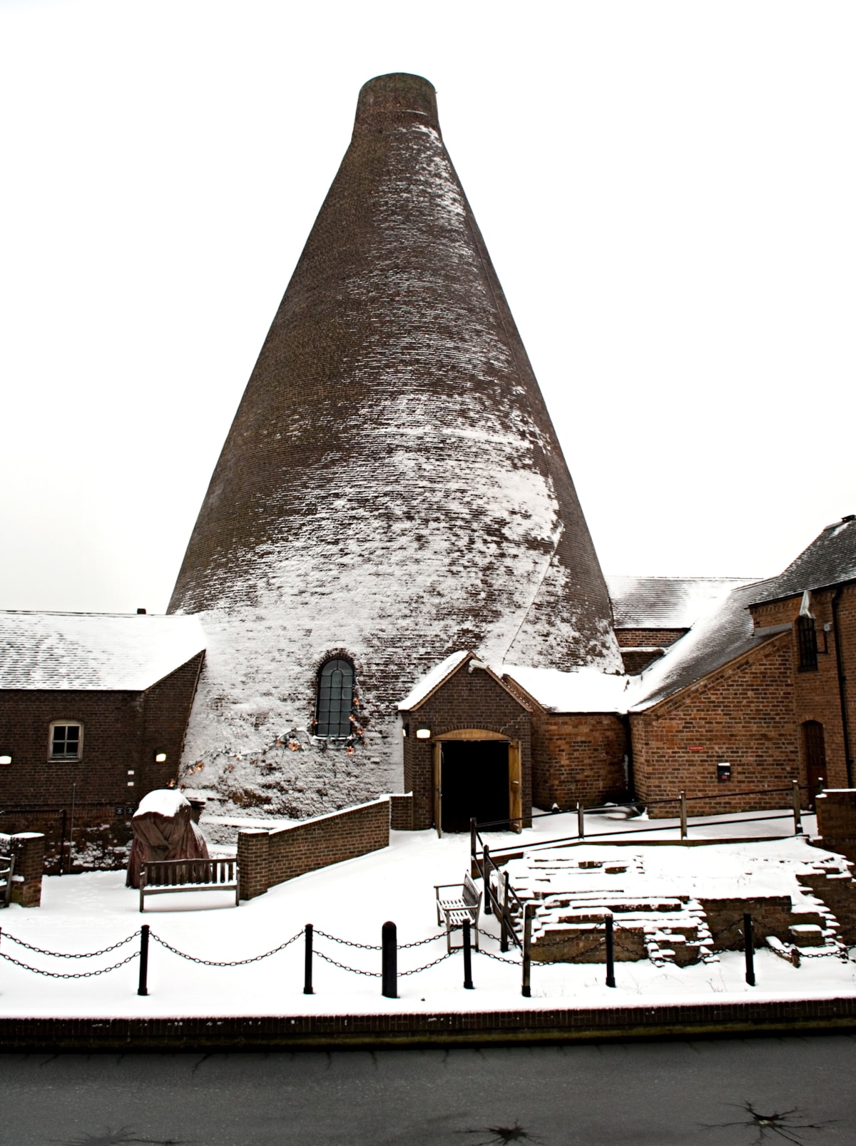 red house cone in the snow