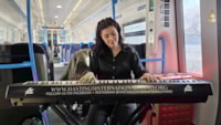 Live piano performances delight Southeastern passengers as Hastings International Piano Competition begins: Pianist Mariamna Sherling-7