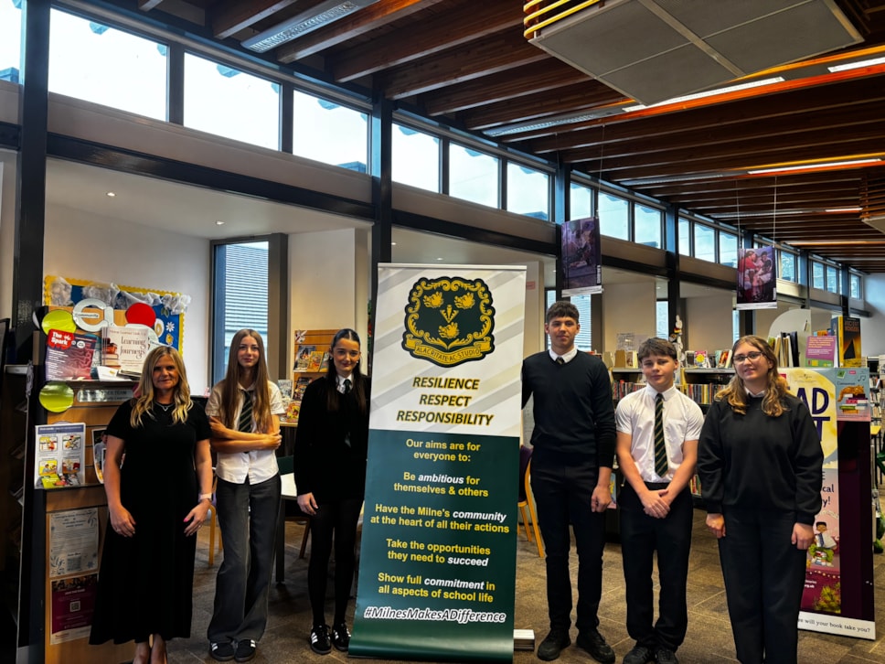 Milne's High School pupils celebrate exam success with HT Natalie Munro