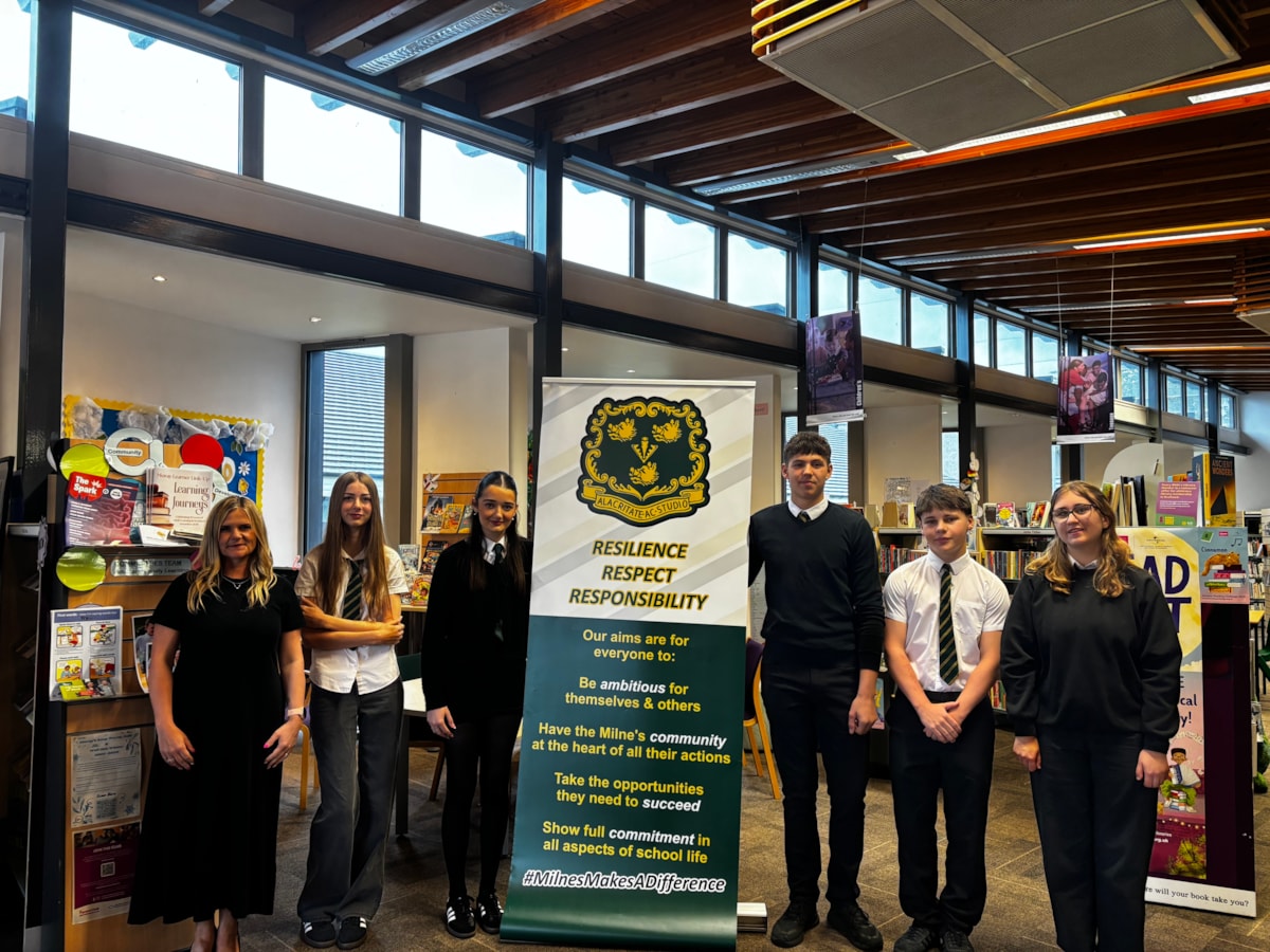 Milne's High School pupils celebrate exam success with HT Natalie Munro