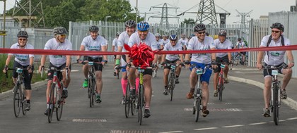 Rail professionals swap pantographs for pedals in charity cycle ride - £24,000 raised for worthy causes: crossing-the-line-full.jpg