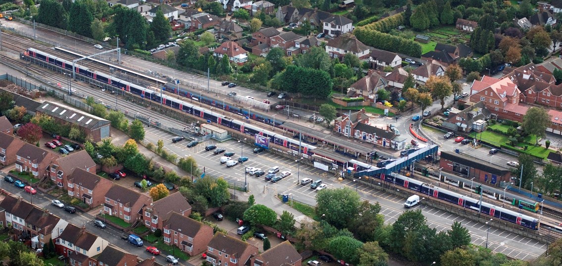 Congestion relief: Congestion relief: The first longer 12-carriage train is tested at Leagrave station. The 8-carriage train in service alongside shows the step-change in capacity that will be delivered.