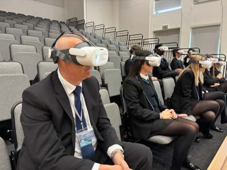 24-09-26 Transport Minister using VR Headsets with Sixth Formers at Tonyrefail Community School 2