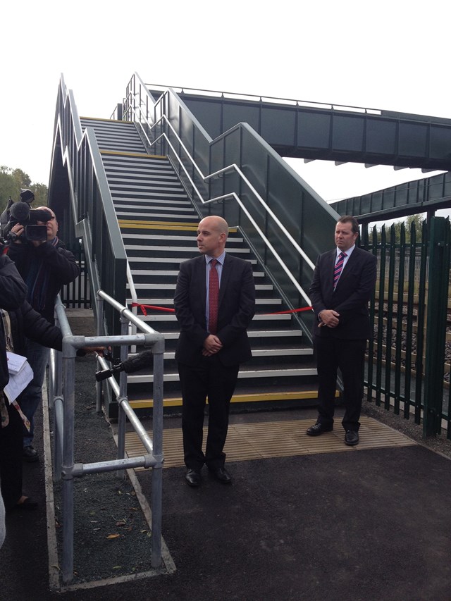 Mark Spencer MP opens new footbridge at Bestwood: Justin Page and Mark Spencer MP open new Bayles & Wylies footbridge