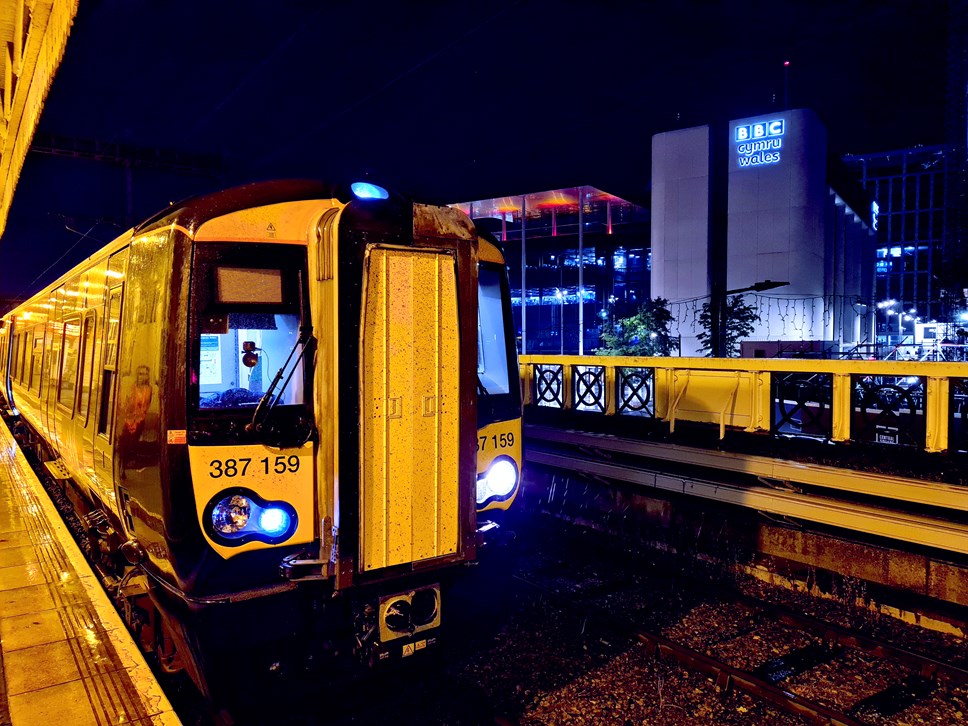 Class 387 test run at Cardiff Central
