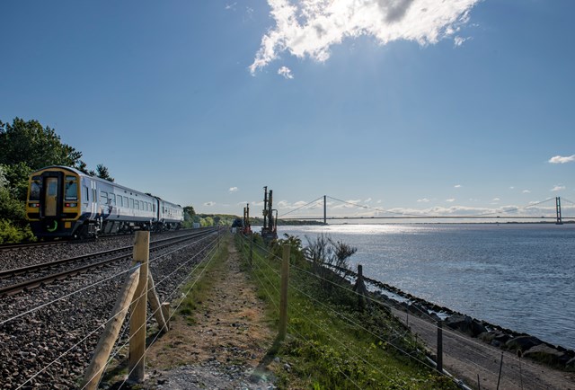 Work to protect railway embankment