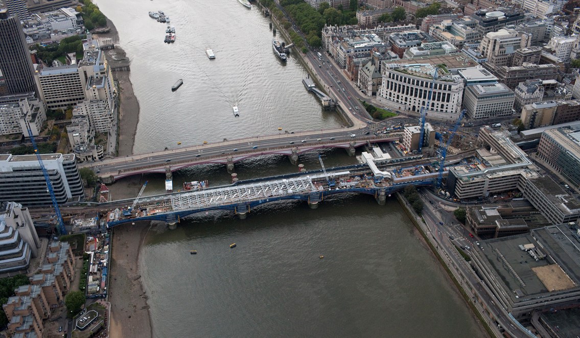 Blackfriars station aerial view (October 2010): Blackfriars station aerial view (October 2010) (part of the Thameslink Programme)