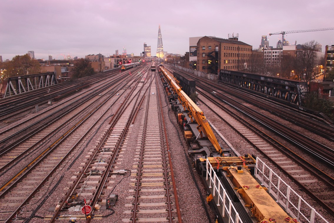 Completed new tracks to the east of London Bridge: The new tracks approaching London Bridge from the east have now been laid, ahead of Christmas and New Year when the new lines will be commissioned.