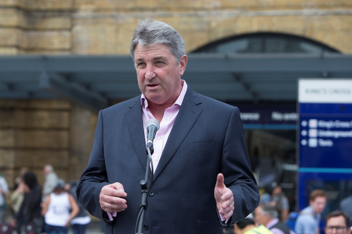 Donald Horner, Senior Programme Manager at Network Rail: Selection of photos from the unveiling of Henry Moore's Large Spindle Piece at King's Square in King's Cross station