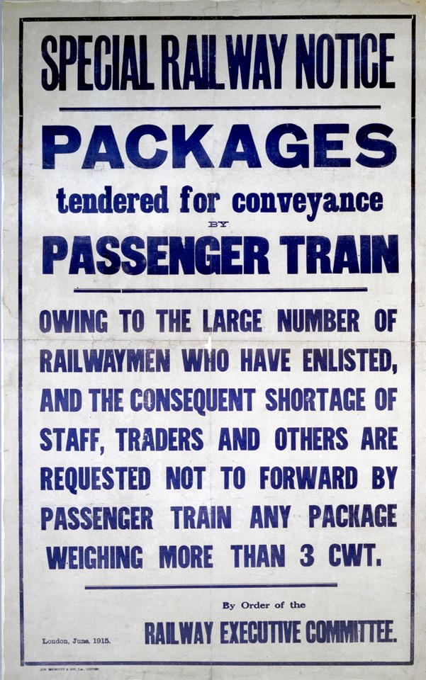 WWI exhibition Packages notice: Credit: The National Railway Museum