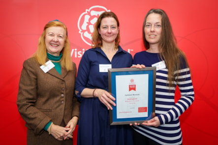 Lady Vistoria Borwick of VisitEngland Samantha Fryer Ward and Stephanie Beasley from Corinium Museum (002)