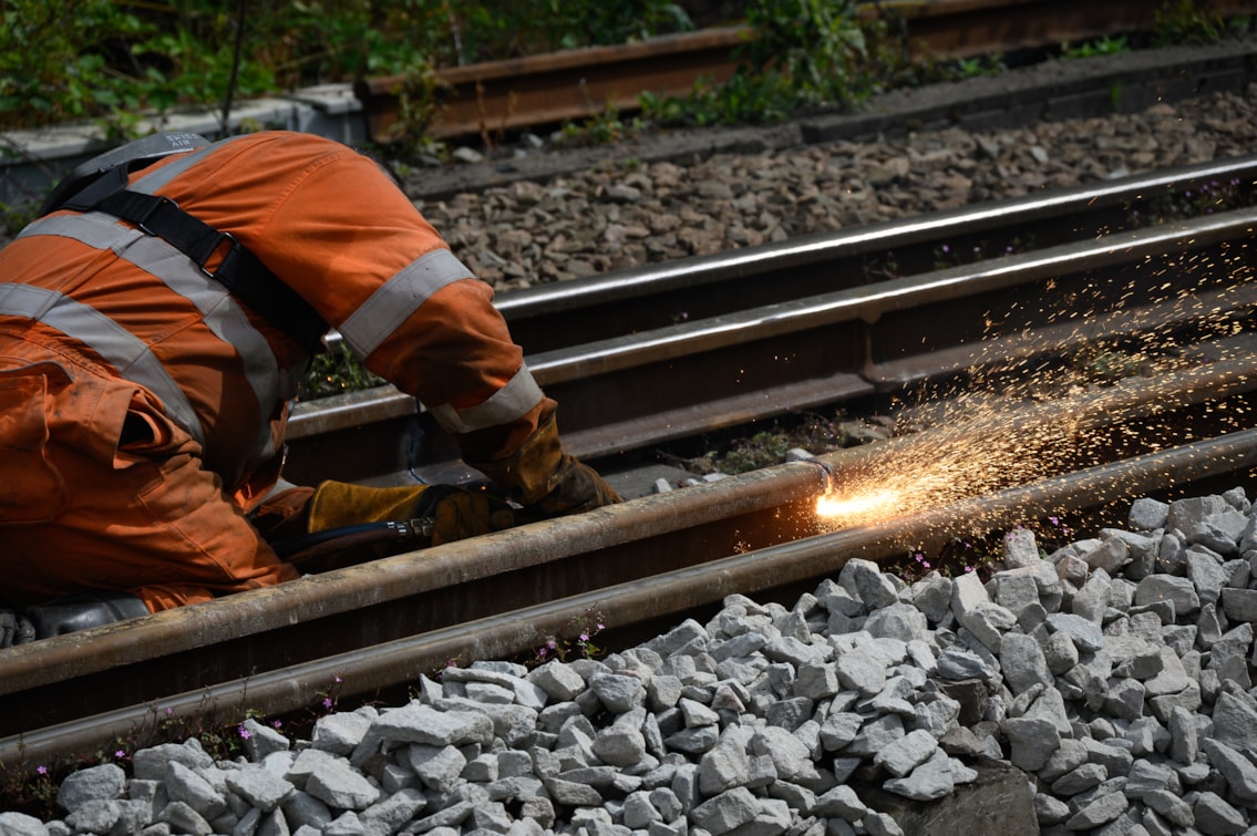 Cutting of rail during Parbold track upgrades July 2026