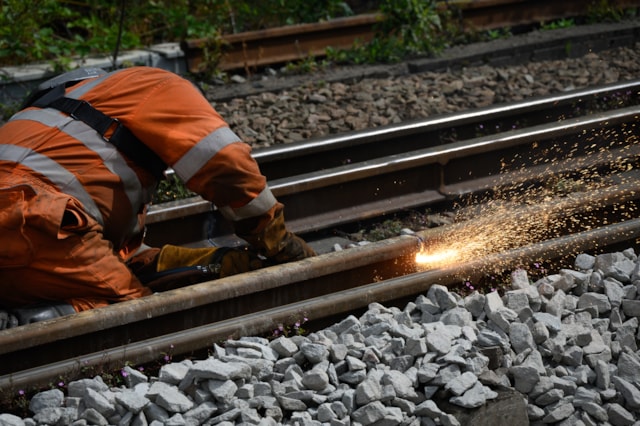 Cutting of rail during Parbold track upgrades July 2026: Cutting of rail during Parbold track upgrades July 2026
