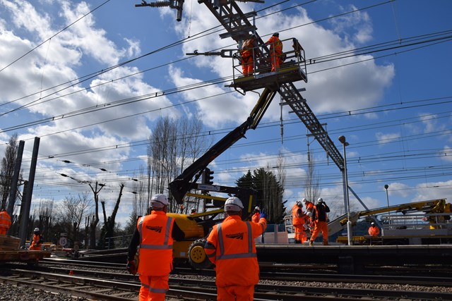 Network Rail undertaking Crossrail overhead line replacement work at Shenfield2