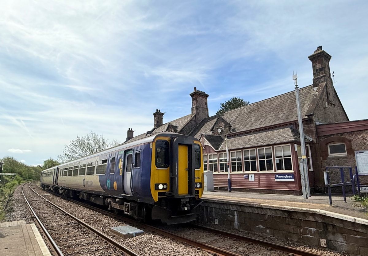 Northern train at Ravenglass station