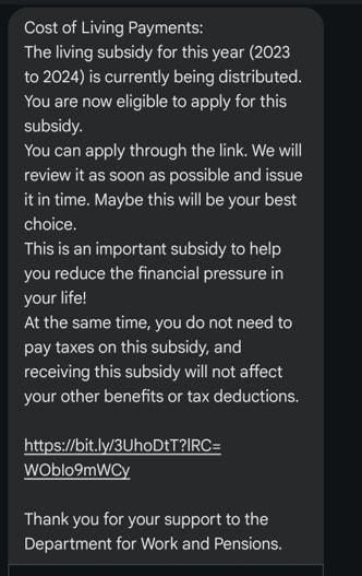 Scam text 1