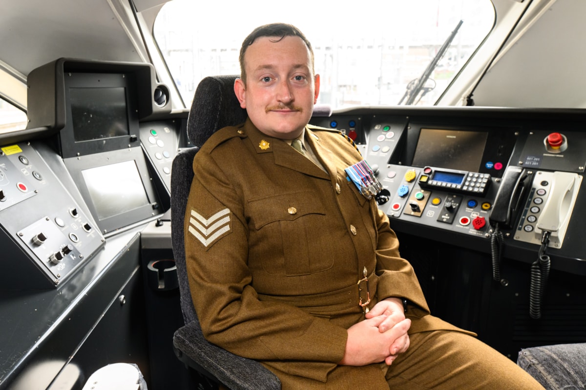 LNER driver Jamie Bond in Azuma cab