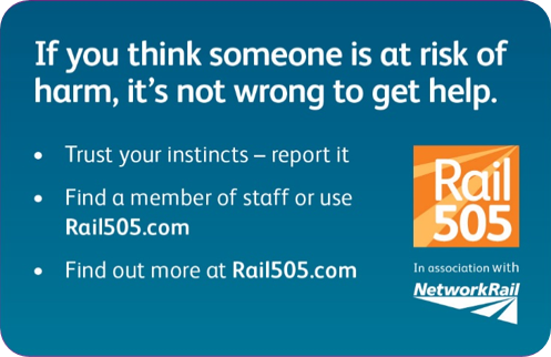 Commuters urged to help make the railway safer with Rail 505 web app: Wallet card Back cropped