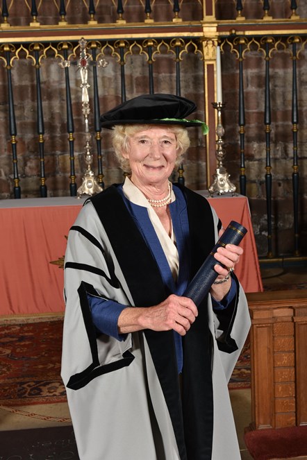 University of Cumbria Honorary Fellowship recipient Claire Hensman CVO, pictured in Border Chapel, Carlisle Cathedral, 18 July 2023
CREDIT: University of Cumbria/Ede & Ravenscroft
