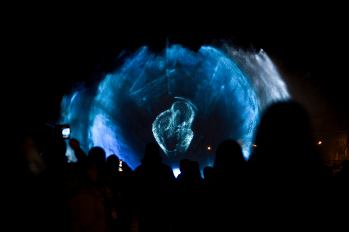 Light Night Leeds 2024: Norwegian artist Anastasia Isachsen’s stunning Monad, will be projected onto the water at Leeds Dock. Inspired by the circular nature of life, rebirth and the universe, the piece will be accompanied by a compelling soundscape. Picture by Ekaterina Mironova.