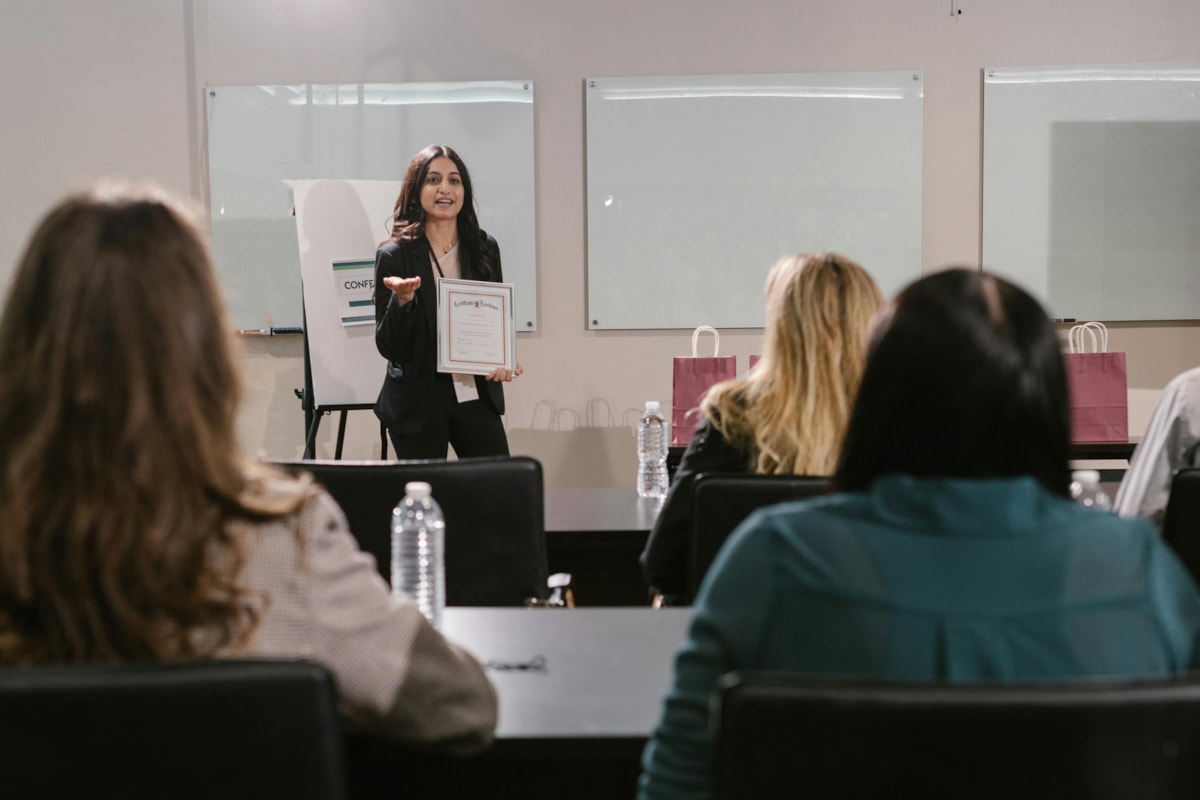 People learning in a training session