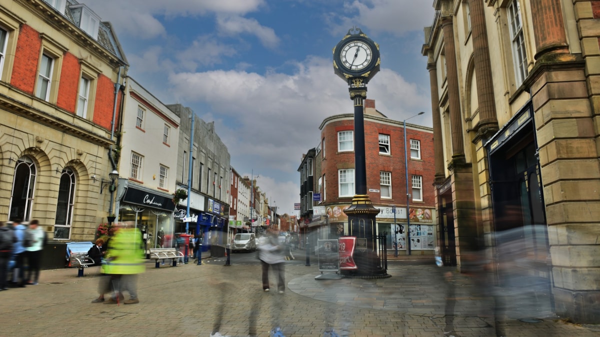 People walking in Stourbridge town centre cropped