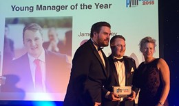 James Bradley, of Mitie's Technical Facilities Management business, accepts the award for Young Manager of the Year: James Bradley, of Mitie's Technical Facilities Management business, accepts the award for Young Manager of the Year
