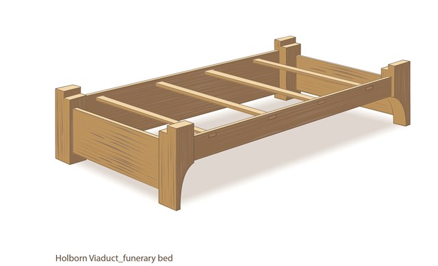 Reconstruction of the funerary bed ©MOLA