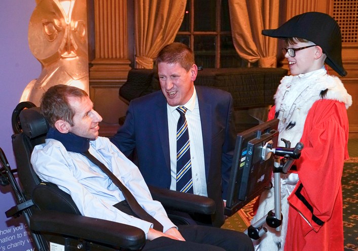 Freedom 2: Rob Burrow with Leeds Rhinos Foundation chief executive Bob Bowman and Mason Hicks, Children's Mayor of Leeds.