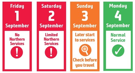 Image shows travel advice calendar 1-4 September 2023